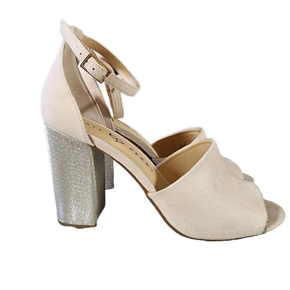 Katy Perry Collection The Kala Women's Nude Microsuede Metallic Sandals Size 10 - Picture 2 of 10